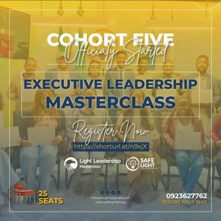 Safe light Initiative Executive Leadership Masterclass Cohort 5 registration announcement.